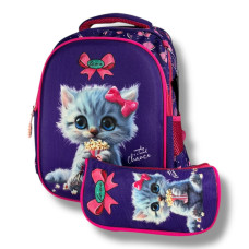Школьный рюкзак для девочек 6–9 лет, комплектуется пеналом, вместительный и удобный, фиолетовый