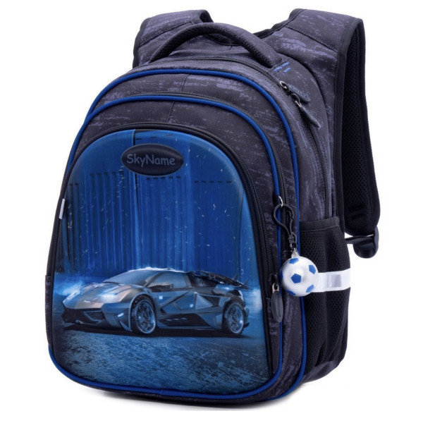 Шкільний рюкзак Sky Name (Winner) для хлопчиків, водовідштовхувальна тканина, синій, принт Машина