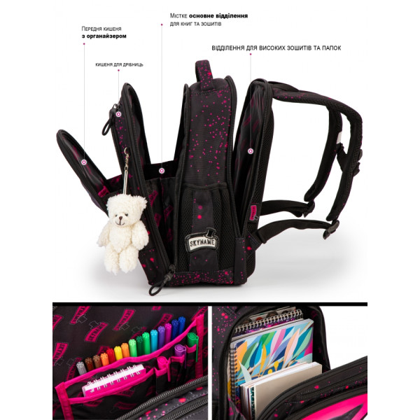 Школьный набор 6 в 1, рюкзак и аксессуары Winner с котиком для девочек, брелок в комплекте Школьный набор 6 в 1, рюкзак и аксессуары Winner с котиком для девочек, брелок в комплекте