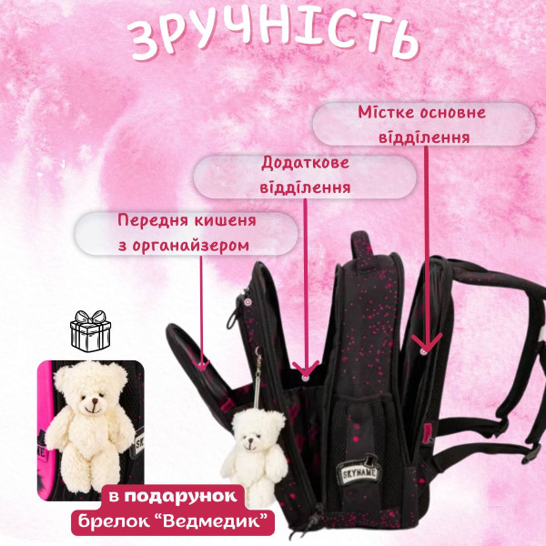 Школьный набор 6 в 1, рюкзак и аксессуары Winner с котиком для девочек, брелок в комплекте Школьный набор 6 в 1, рюкзак и аксессуары Winner с котиком для девочек, брелок в комплекте