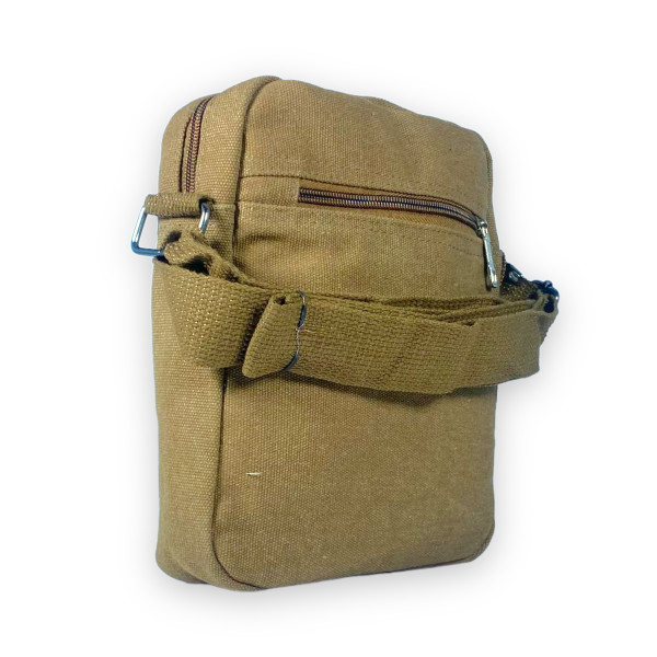Сумка через плечо, брезентовая, 1 отдел три фронтальных кармана, карман на обороте, размер: 23*18*10 см, койот Сумка через плечо, брезентовая, 1 отдел три фронтальных кармана, карман на обороте, размер: 23*18*10 см, койот