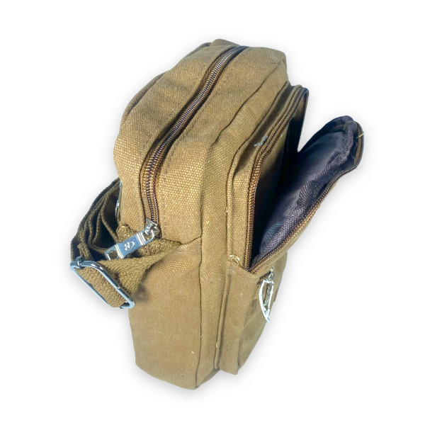 Сумка через плечо, брезентовая, 1 отдел три фронтальных кармана, карман на обороте, размер: 23*18*10 см, койот Сумка через плечо, брезентовая, 1 отдел три фронтальных кармана, карман на обороте, размер: 23*18*10 см, койот