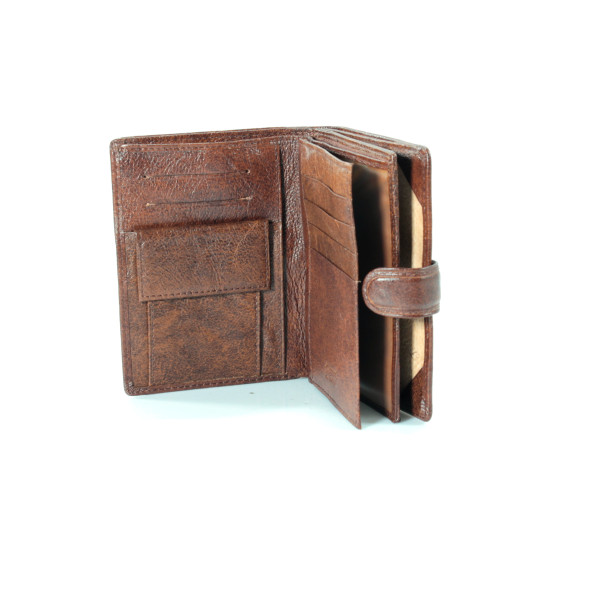 Стильний чоловічий гаманець з натуральноі шкіри на два відділення для купюр, коричневий