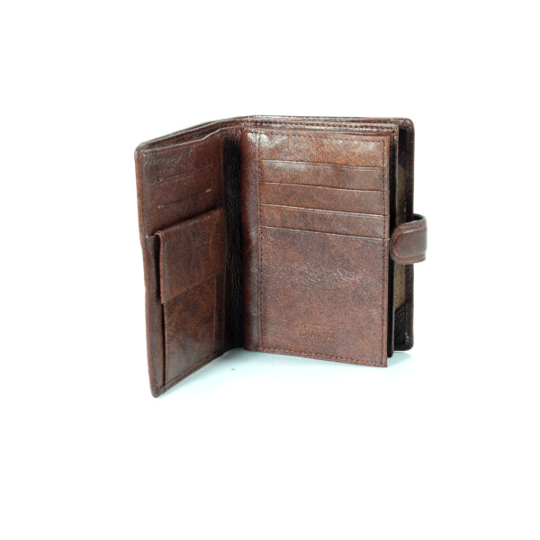 Стильний чоловічий гаманець з натуральноі шкіри на два відділення для купюр, коричневий Стильний чоловічий гаманець з натуральноі шкіри на два відділення для купюр, коричневий