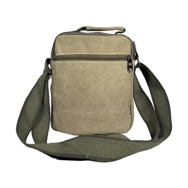 Чоловіча практична сумка через плече, 5 відділень, брезент, хакі Чоловіча практична сумка через плече, 5 відділень, брезент, хакі