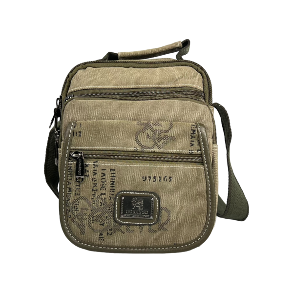 Брезентовая крепкая сумка через плечо на шесть отделений, цвет хаки
