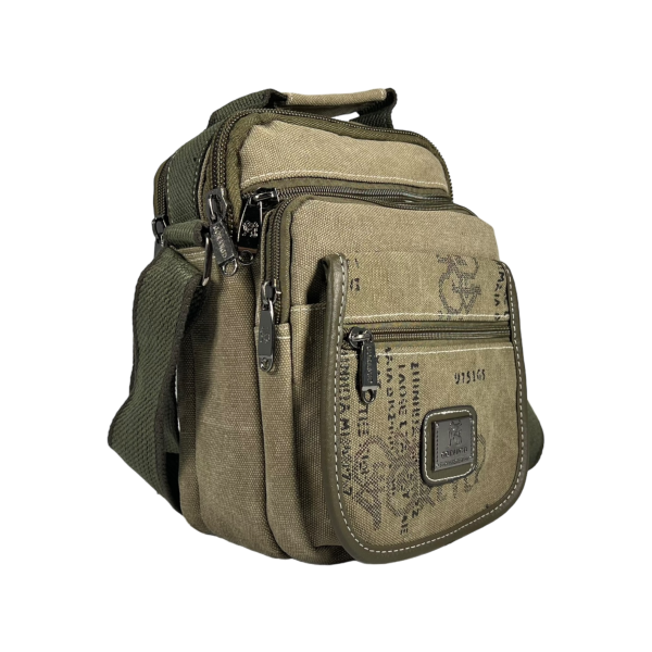 Брезентовая крепкая сумка через плечо на шесть отделений, цвет хаки