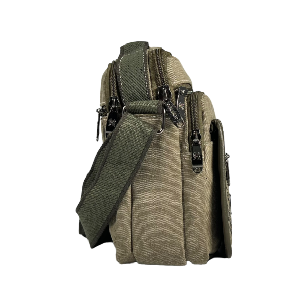 Брезентовая крепкая сумка через плечо на шесть отделений, цвет хаки