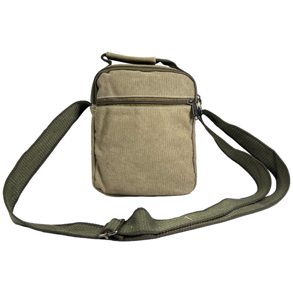 Брезентовая крепкая сумка через плечо на шесть отделений, цвет хаки