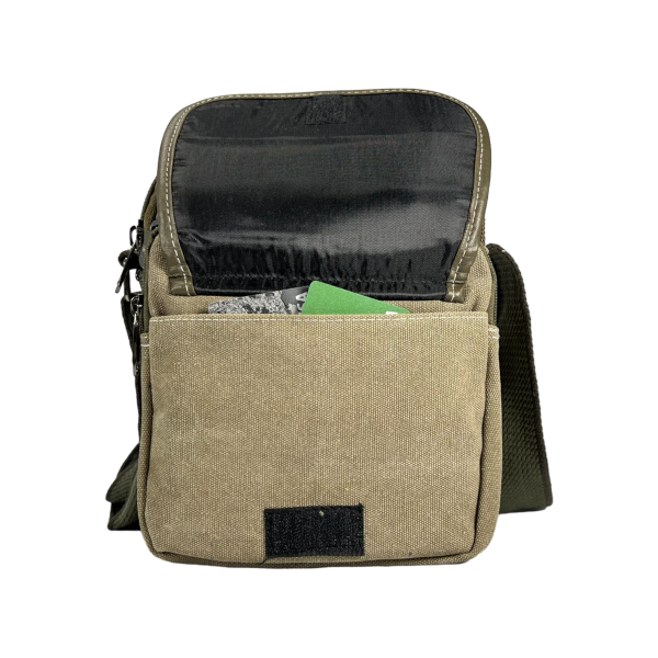 Брезентовая крепкая сумка через плечо на шесть отделений, цвет хаки