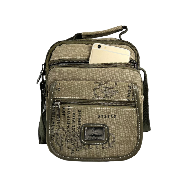 Брезентовая крепкая сумка через плечо на шесть отделений, цвет хаки