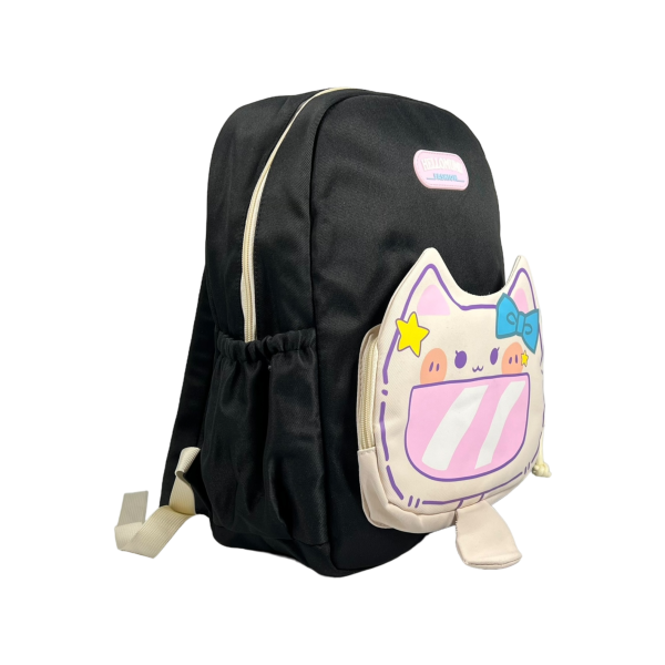 Школьный рюкзак на два отделения черный с принтом Pusheen Школьный рюкзак на два отделения черный с принтом Pusheen