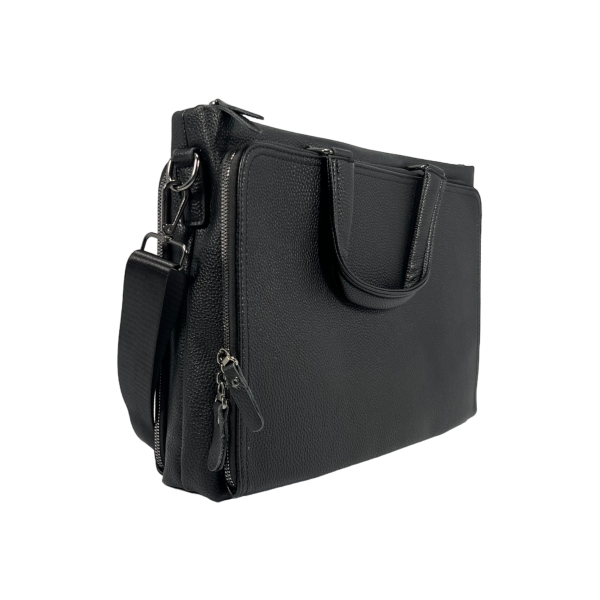 Мужская черная сумка для ноутбука на отделения Мужская черная сумка для ноутбука на отделения