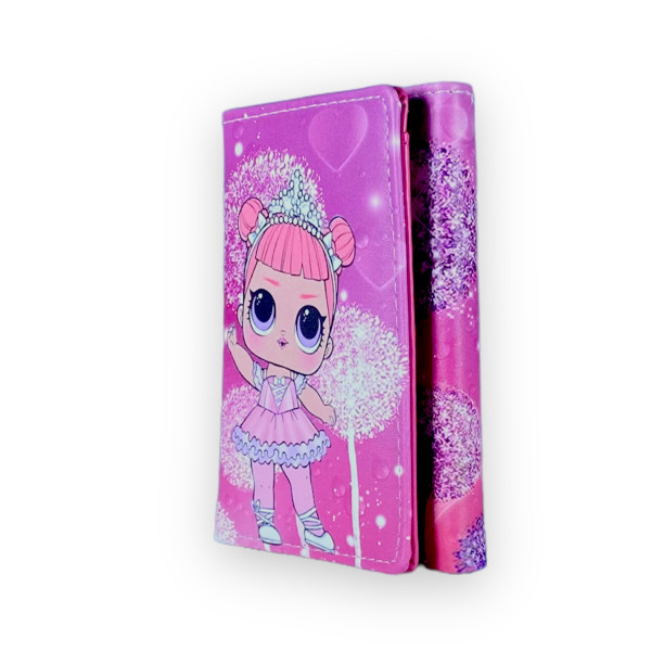 Кошелек детский, 2 отдела для купюр, 4 ячейки для карточек, размер: 12*9*2 см, принт Лол принцесса