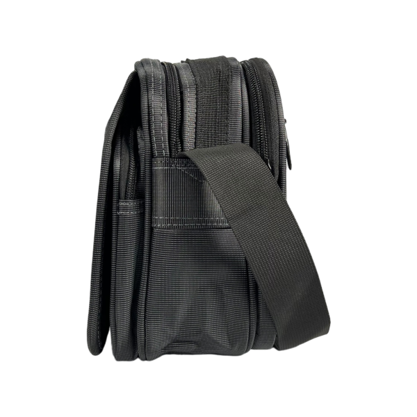 Сумка через плечо на четыре отделения, 6 л, застежка на молнии и липучке, серая