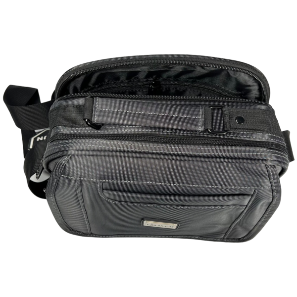 Сумка через плечо на четыре отделения, 6 л, застежка на молнии и липучке, серая