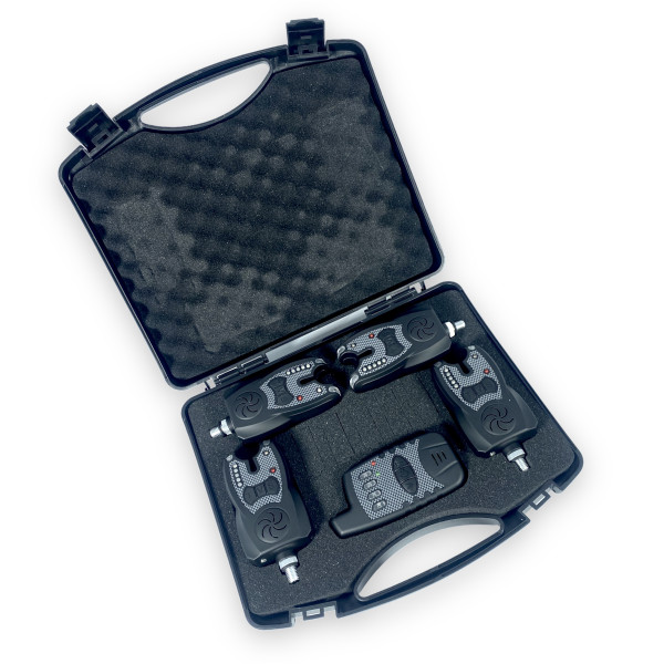 Набор сигнализаторов с пейджером JHA-521/4 для рыбака 4+1 в кейсе, регулировка звука, тона световой индикатор