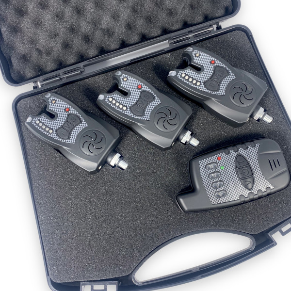 Набор сигнализаторов с пейджером JHA-521/3 для рыбака 3+1 в кейсе, регулировка звука, тона световой индикатор