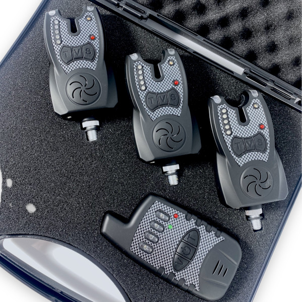 Набор сигнализаторов с пейджером JHA-521/3 для рыбака 3+1 в кейсе, регулировка звука, тона световой индикатор