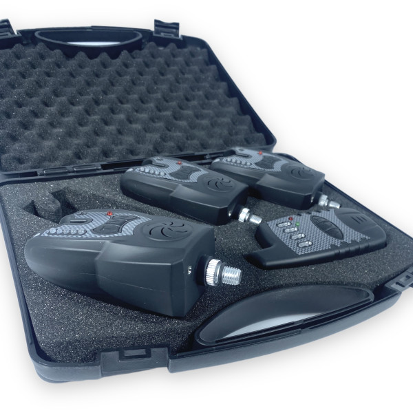 Набор сигнализаторов с пейджером JHA-521/3 для рыбака 3+1 в кейсе, регулировка звука, тона световой индикатор