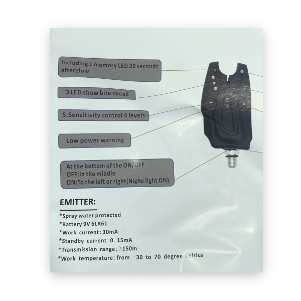 Сигнализаторы для рыбака с пейджером JHA-522/3 в кейсе 3+1 световая индикация, регулировка звука