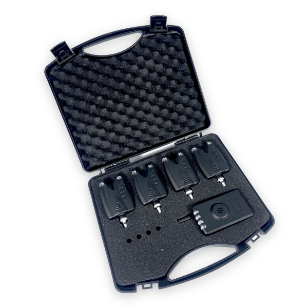 Набор сигнализаторов с пейджером JHA-523/4 для рыбака 4+1 в кейсе, регулировка звука, тона световой индикатор