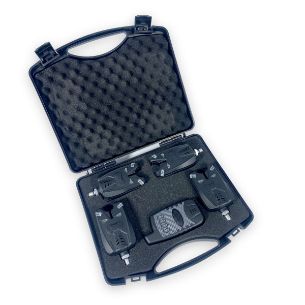 Набор сигнализаторов с пейджером JHA-528/4 для рыбака 4+1 в кейсе, регулировка звука, тона световой индикатор