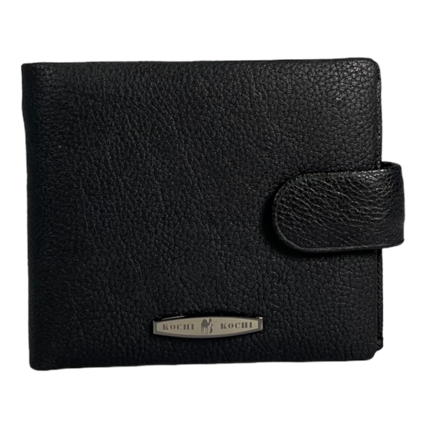 Чоловічий гаманець шкіряний з 3 відділами для купюр, чорний
