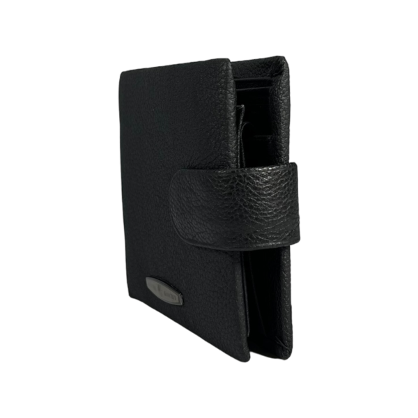 Чоловічий гаманець шкіряний з 3 відділами для купюр, чорний