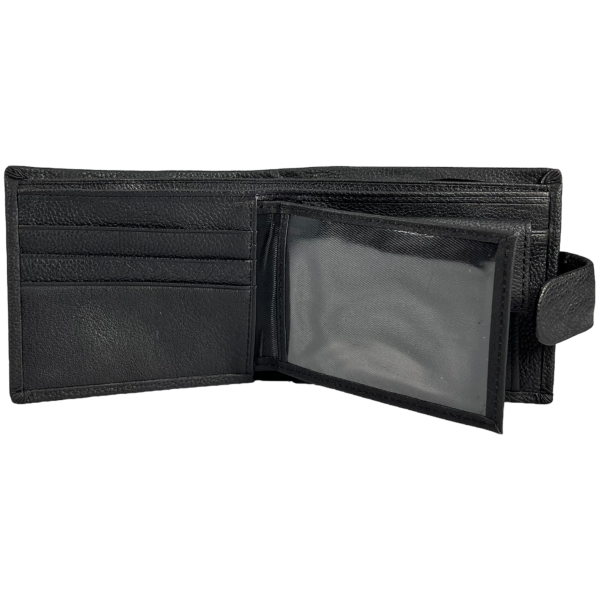 Чоловічий гаманець шкіряний з 3 відділами для купюр, чорний