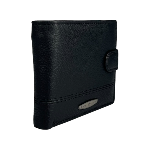Практичный мужской кошелек из натуральной кожи, 3 отделения для купюр, черный. Практичный мужской кошелек из натуральной кожи, 3 отделения для купюр, черный.