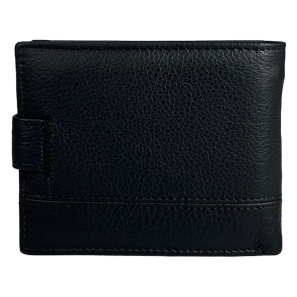 Практичный мужской кошелек из натуральной кожи, 3 отделения для купюр, черный. Практичный мужской кошелек из натуральной кожи, 3 отделения для купюр, черный.