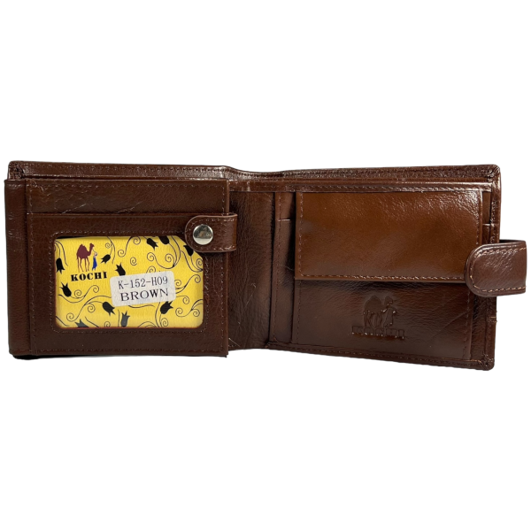 Чоловічий гаманець з натуральної шкіри, 3 відділення для купюр, коричневий Чоловічий гаманець з натуральної шкіри, 3 відділення для купюр, коричневий