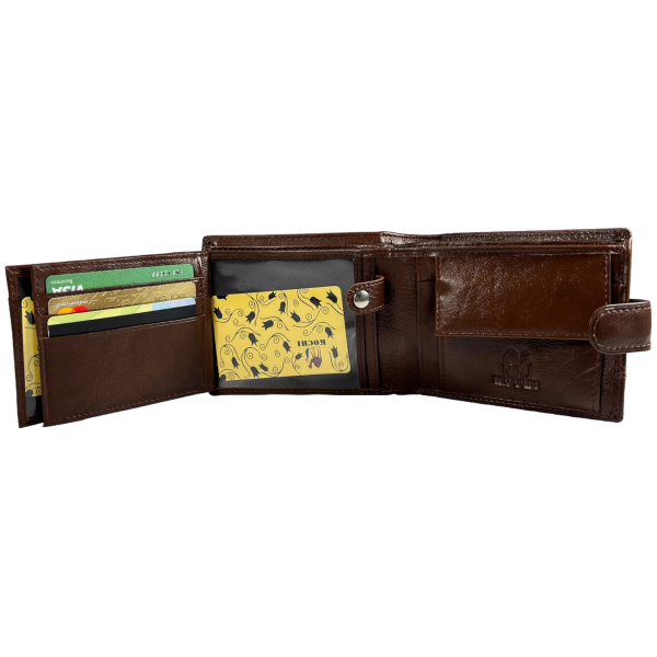 Чоловічий гаманець з натуральної шкіри, 3 відділення для купюр, коричневий Чоловічий гаманець з натуральної шкіри, 3 відділення для купюр, коричневий