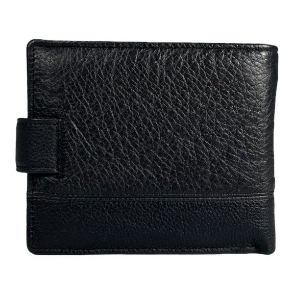 Мужской кошелек из натуральной кожи, 3 отдела для купюр, цвет черный Мужской кошелек из натуральной кожи, 3 отдела для купюр, цвет черный