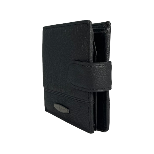 Мужской кошелек из натуральной кожи, 3 отдела для купюр, цвет черный Мужской кошелек из натуральной кожи, 3 отдела для купюр, цвет черный