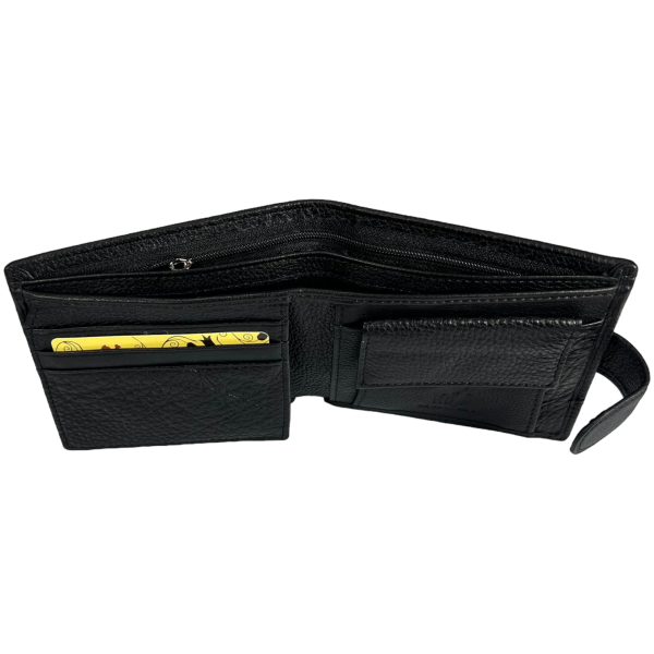 Мужской кошелек из натуральной кожи, 3 отдела для купюр, цвет черный Мужской кошелек из натуральной кожи, 3 отдела для купюр, цвет черный