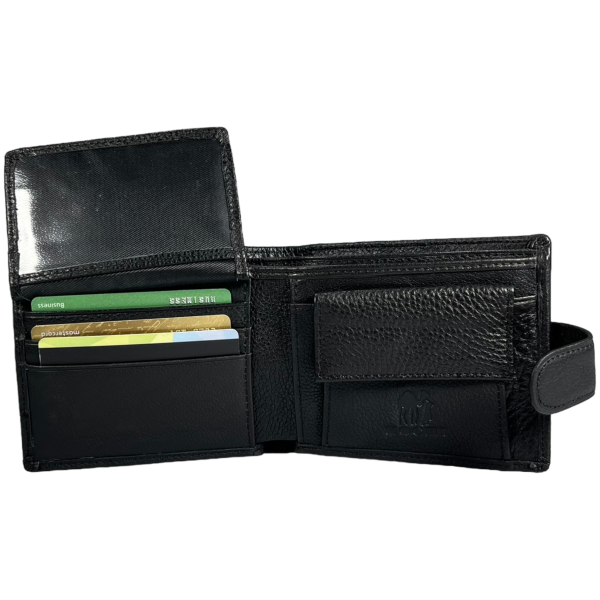 Мужской кошелек из натуральной кожи, 3 отдела для купюр, цвет черный Мужской кошелек из натуральной кожи, 3 отдела для купюр, цвет черный