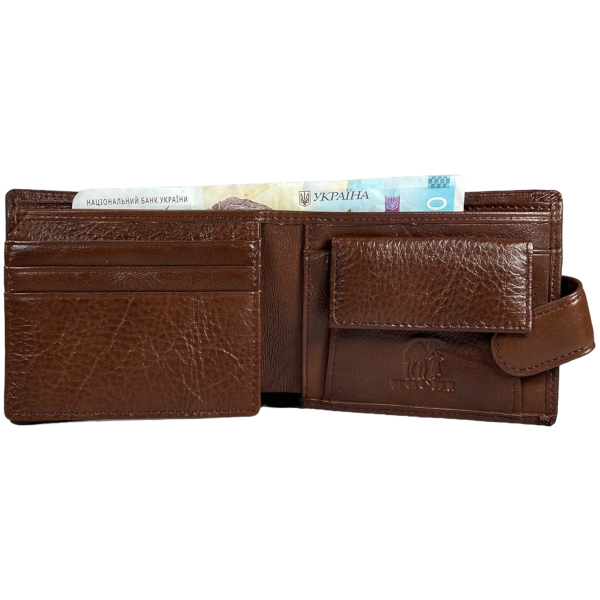 Мужской кошелек из натуральной кожи, 3 отдела для купюр, цвет коричневый Мужской кошелек из натуральной кожи, 3 отдела для купюр, цвет коричневый