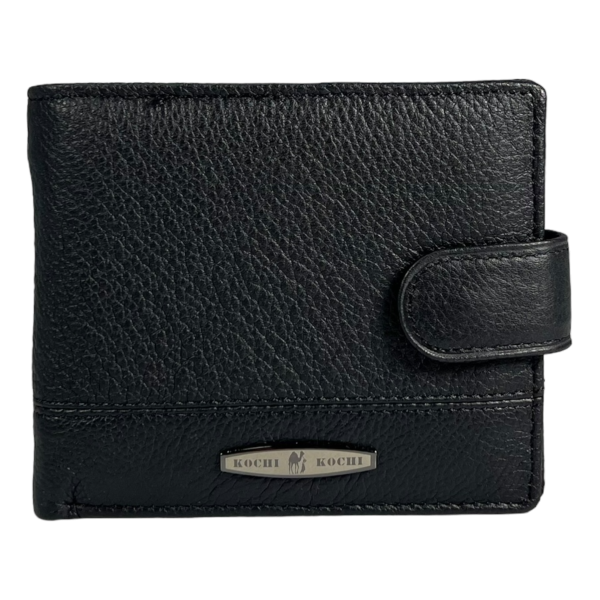 Классический кошелек из натуральной кожи для мужчин, 3 отдела для купюр, цвет черный