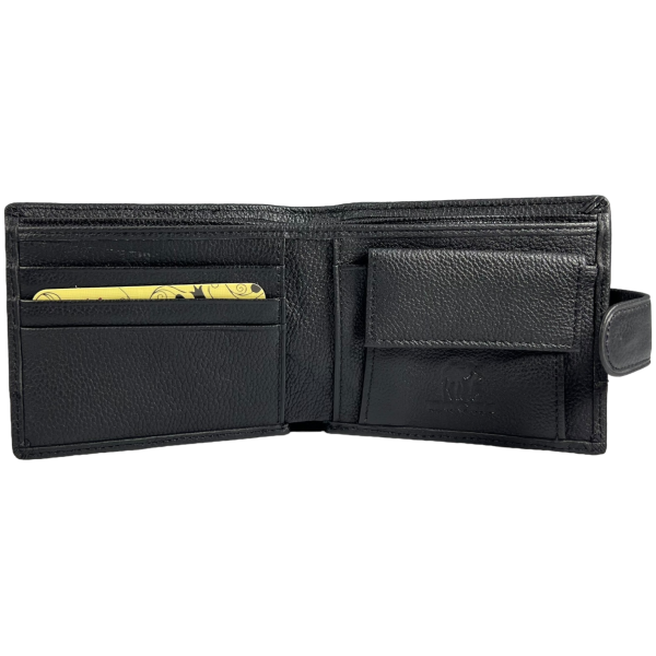 Классический кошелек из натуральной кожи для мужчин, 3 отдела для купюр, цвет черный Классический кошелек из натуральной кожи для мужчин, 3 отдела для купюр, цвет черный