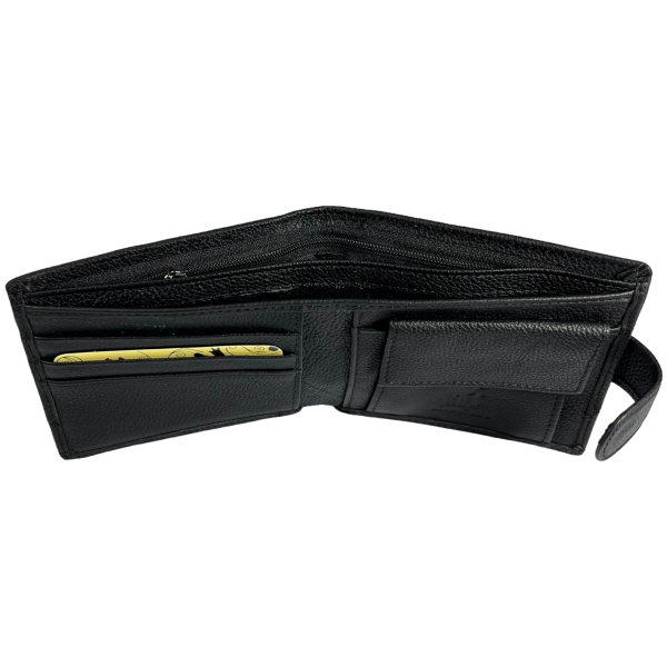 Классический кошелек из натуральной кожи для мужчин, 3 отдела для купюр, цвет черный Классический кошелек из натуральной кожи для мужчин, 3 отдела для купюр, цвет черный