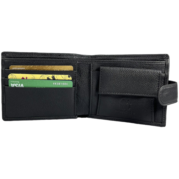 Классический кошелек из натуральной кожи для мужчин, 3 отдела для купюр, цвет черный Классический кошелек из натуральной кожи для мужчин, 3 отдела для купюр, цвет черный