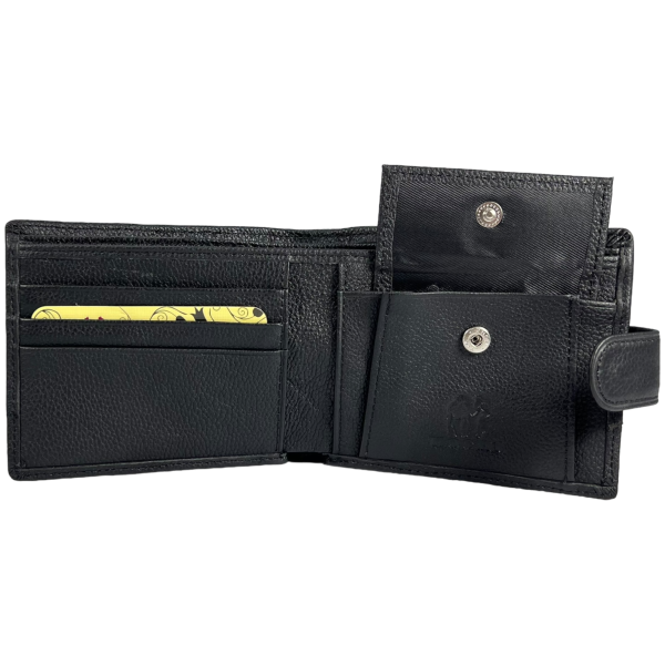 Классический кошелек из натуральной кожи для мужчин, 3 отдела для купюр, цвет черный Классический кошелек из натуральной кожи для мужчин, 3 отдела для купюр, цвет черный