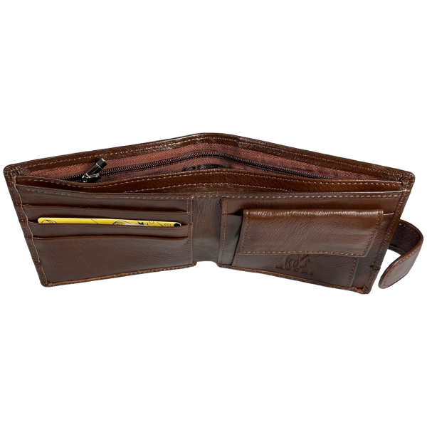 Мужской кошелек из натуральной кожи, на три отдела для купюр, цвет коричневый Мужской кошелек из натуральной кожи, на три отдела для купюр, цвет коричневый