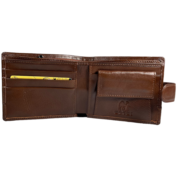 Мужской кошелек из натуральной кожи, на три отдела для купюр, цвет коричневый Мужской кошелек из натуральной кожи, на три отдела для купюр, цвет коричневый
