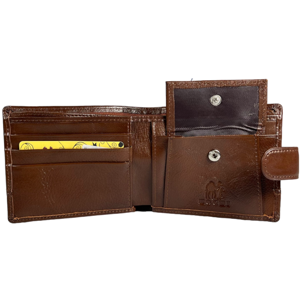 Мужской кошелек из натуральной кожи, на три отдела для купюр, цвет коричневый Мужской кошелек из натуральной кожи, на три отдела для купюр, цвет коричневый