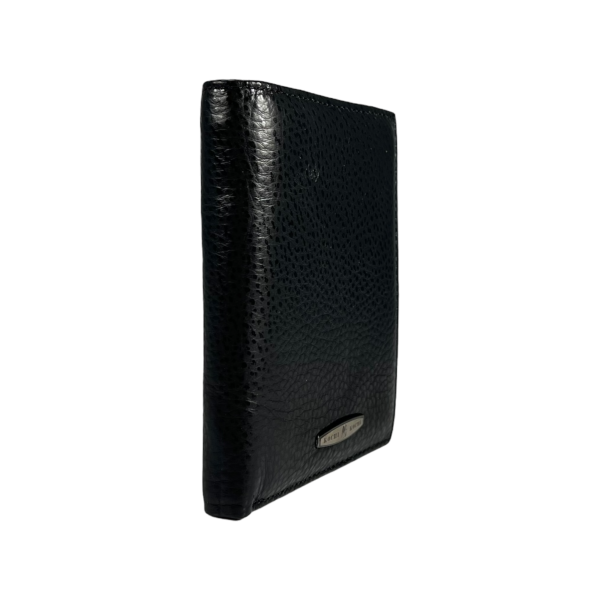Елегантний чоловічий гаманець з натуральної шкіри, середнього розміру, колір чорний
