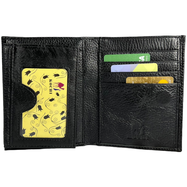 Елегантний чоловічий гаманець з натуральної шкіри, середнього розміру, колір чорний