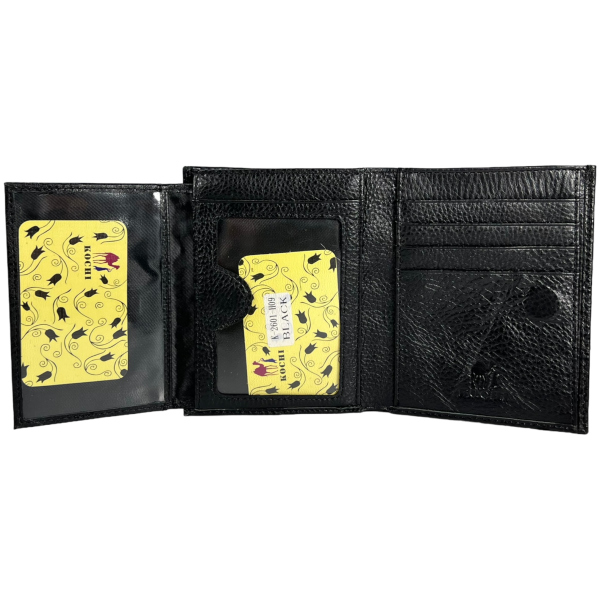 Елегантний чоловічий гаманець з натуральної шкіри, середнього розміру, колір чорний